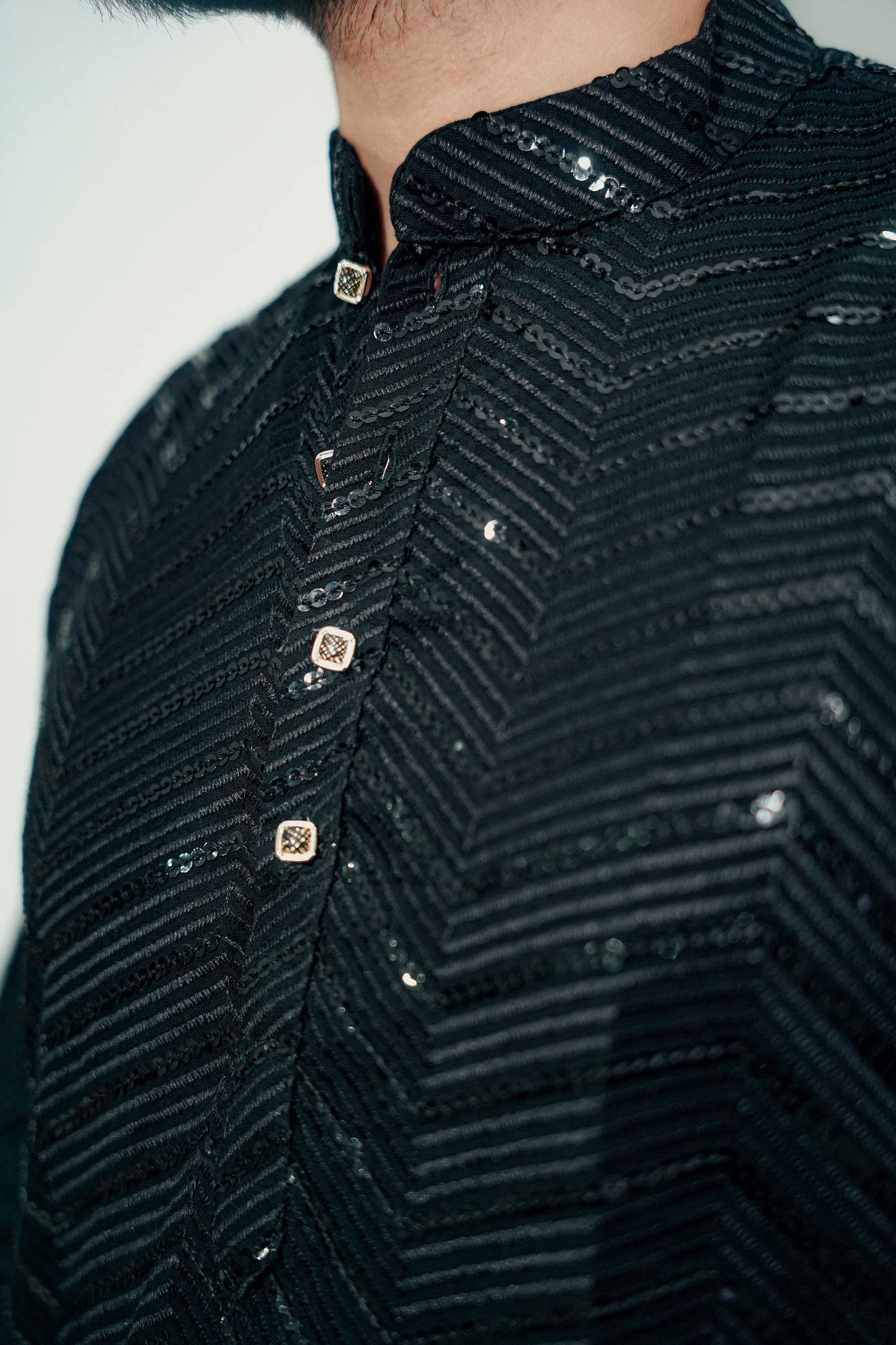 BLACK EMBROIDERY MEN'S KURTA
