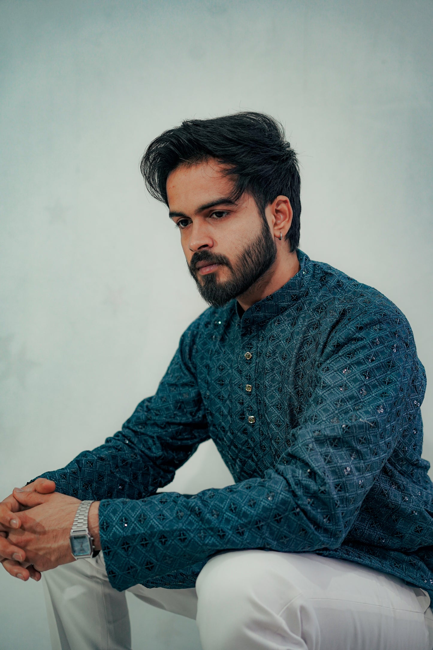 BLUE SEQUENCE KURTA
