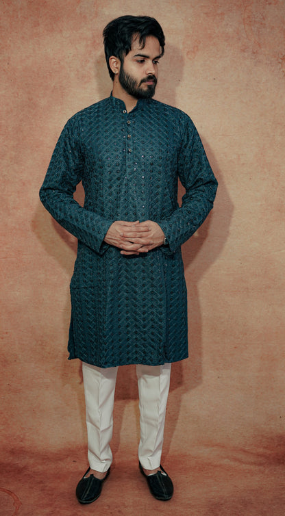 BLUE SEQUENCE KURTA
