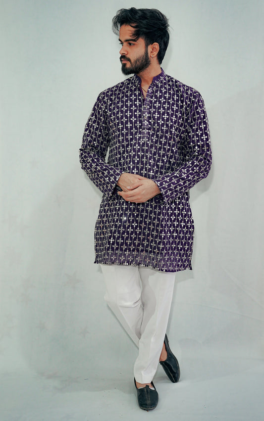 PURPLE ZARI WORK